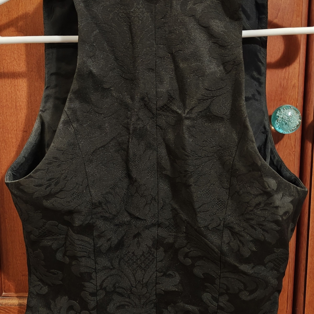 Black Brocade Vest - Picture 3 of 6